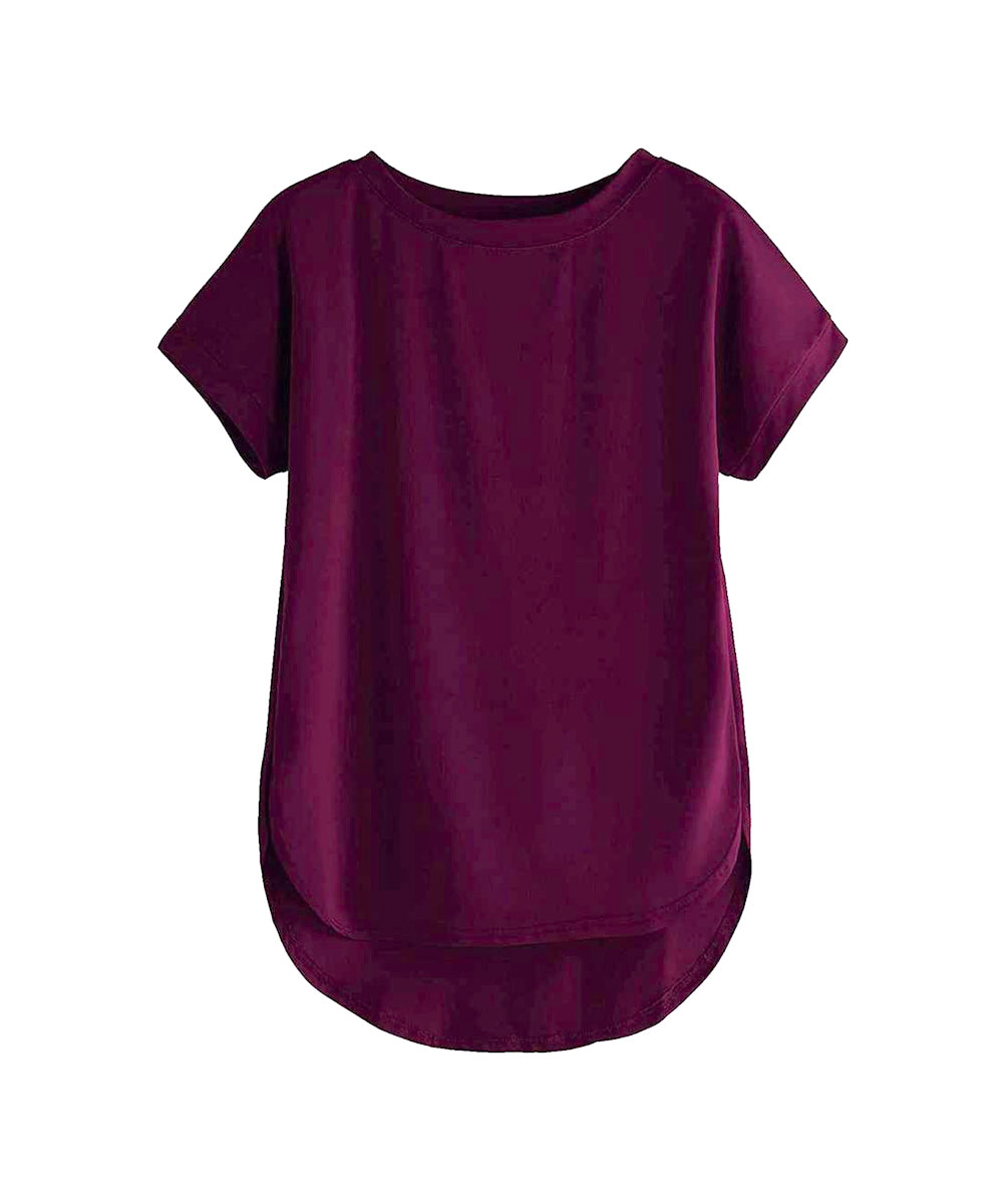 Camiseta de Algodão Feminina De Gola Redonda Sólida - Image 13