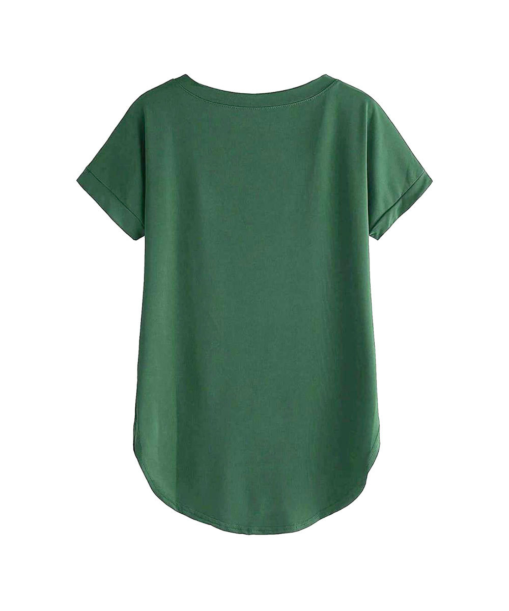 Camiseta de Algodão Feminina De Gola Redonda Sólida - Image 10