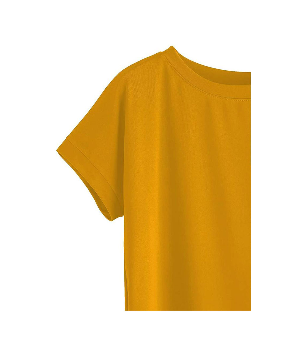 Camiseta de Algodão Feminina De Gola Redonda Sólida - Image 3